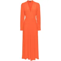 kiton robe mi-longue en soie à col v - orange