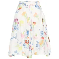kenzo jupe trapèze à fleurs - blanc