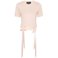 simone rocha t-shirt en coton à détails de nœud - rose