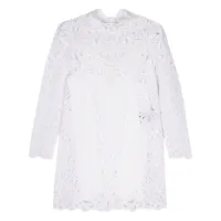 isabel marant robe courte à broderie anglaise - blanc