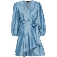maje robe portefeuille en lin mélangé - bleu