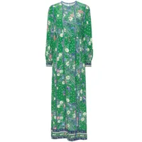 dvf diane von furstenberg robe longue loretta à fleurs - vert