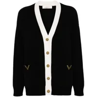 valentino garavani cardigan en laine vgold à bords contrastants - noir