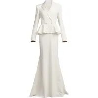 tadashi shoji robe longue gilles à taille péplum - blanc