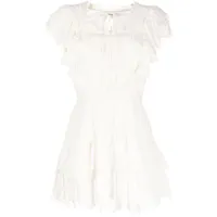 loveshackfancy robe courte darryl à volants - blanc