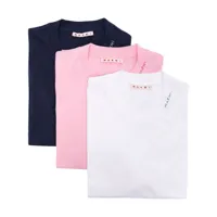 marni lot de trois t-shirts à logo brodé - rose