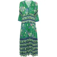 dvf diane von furstenberg robe longue boris à fleurs - vert