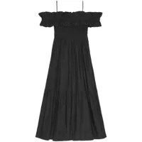 ganni cotton poplin long smock dress - noir