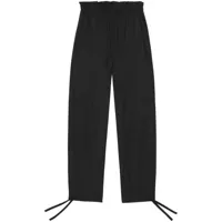 ganni pantalon à taille à lien de resserrage - noir