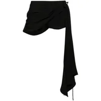 mugler robe courte à détail de foulard - noir