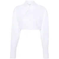 patrizia pepe chemise en coton à coupe crop - blanc