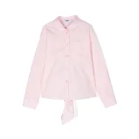 msgm kids chemise en popeline à logo brodé - rose