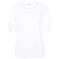 peserico t-shirt en coton stretch à détails de perles - blanc