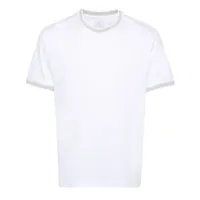 eleventy t-shirt à bords rayés - blanc