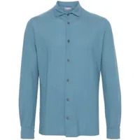 zanone chemise en coton à col italien - bleu