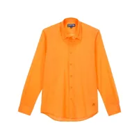 vilebrequin chemise à broderies caracal turtle - orange