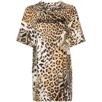 roberto cavalli robe courte à imprimé jaguar skin - tons neutres