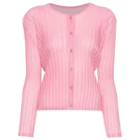 pleats please issey miyake button-down pleated cardigan - rose