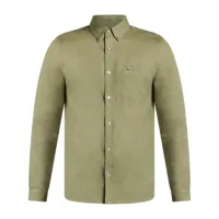 lacoste chemise en lin à logo brodé - vert