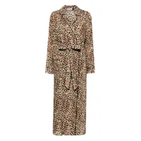 rixo robe de chambre marta à motif léopard - marron