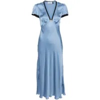 rixo robe mi-longue clarice bordée de dentelle - bleu
