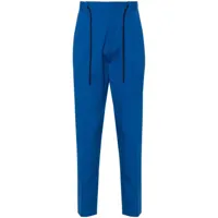 manuel ritz pantalon fuselé à design plissé - bleu