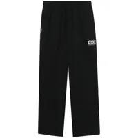 izzue pantalon de jogging en coton à logo brodé - noir