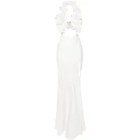 genny robe longue à fleurs appliquées - blanc