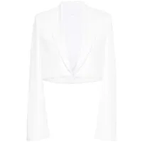 genny blazer crop brodé de sequins - blanc