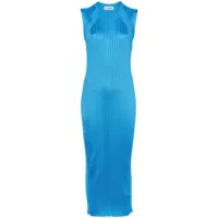 jil sander robe longue à design nervuré - bleu