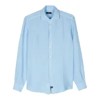 fay chemise en lin à col italien - bleu