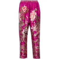 pierre-louis mascia pantalon en soie à fleurs - rose