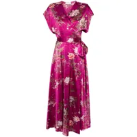 pierre-louis mascia robe en satin à fleurs - rose