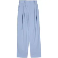 staud pantalon ample à design plissé - bleu