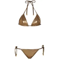 balmain bikini métallisé à bonnets triangle - or