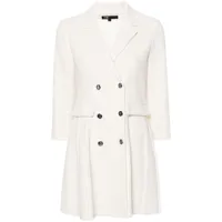 maje check-pattern bouclé blazer dress - blanc