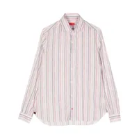 isaia chemise en coton à rayures - rose