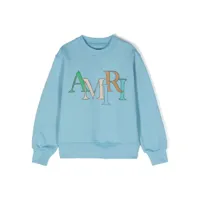 amiri kids sweat en coton à logo imprimé - bleu