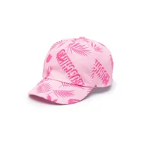moschino kids casquette en coton à logo imprimé - rose