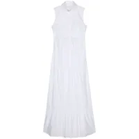 patrizia pepe robe-chemise en popeline à coupe longue - blanc
