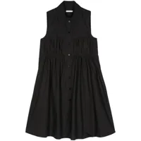 patrizia pepe robe-chemise courte à fronces - noir