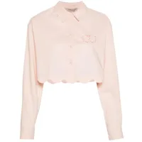 twinset chemise crop à logo brodé - rose