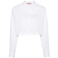 twinset chemise crop à logo brodé - blanc