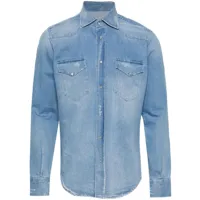 sartorio napoli chemise en jean à empiècements - bleu