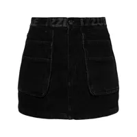 izzue short court en jean à taille logo - noir