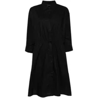 roberto collina robe-chemise en coton à lien de resserrage - noir