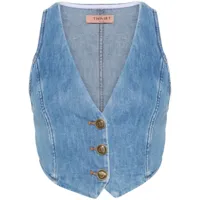 twinset veston en jean à boutonnière - bleu