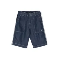 emporio armani kids short en jean à bande logo - bleu