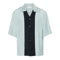 dries van noten chemise bicolore à détails de coutures - bleu