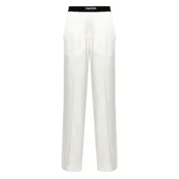 tom ford pantalon de pyjama à bordure en velours - blanc